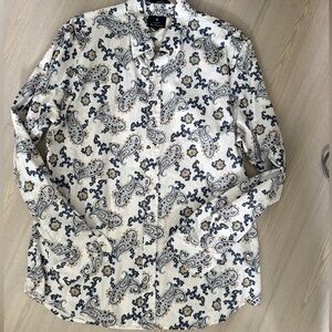 Ben Sherman Paisley Button White Long Sleeve Shirt Shirt Size Large